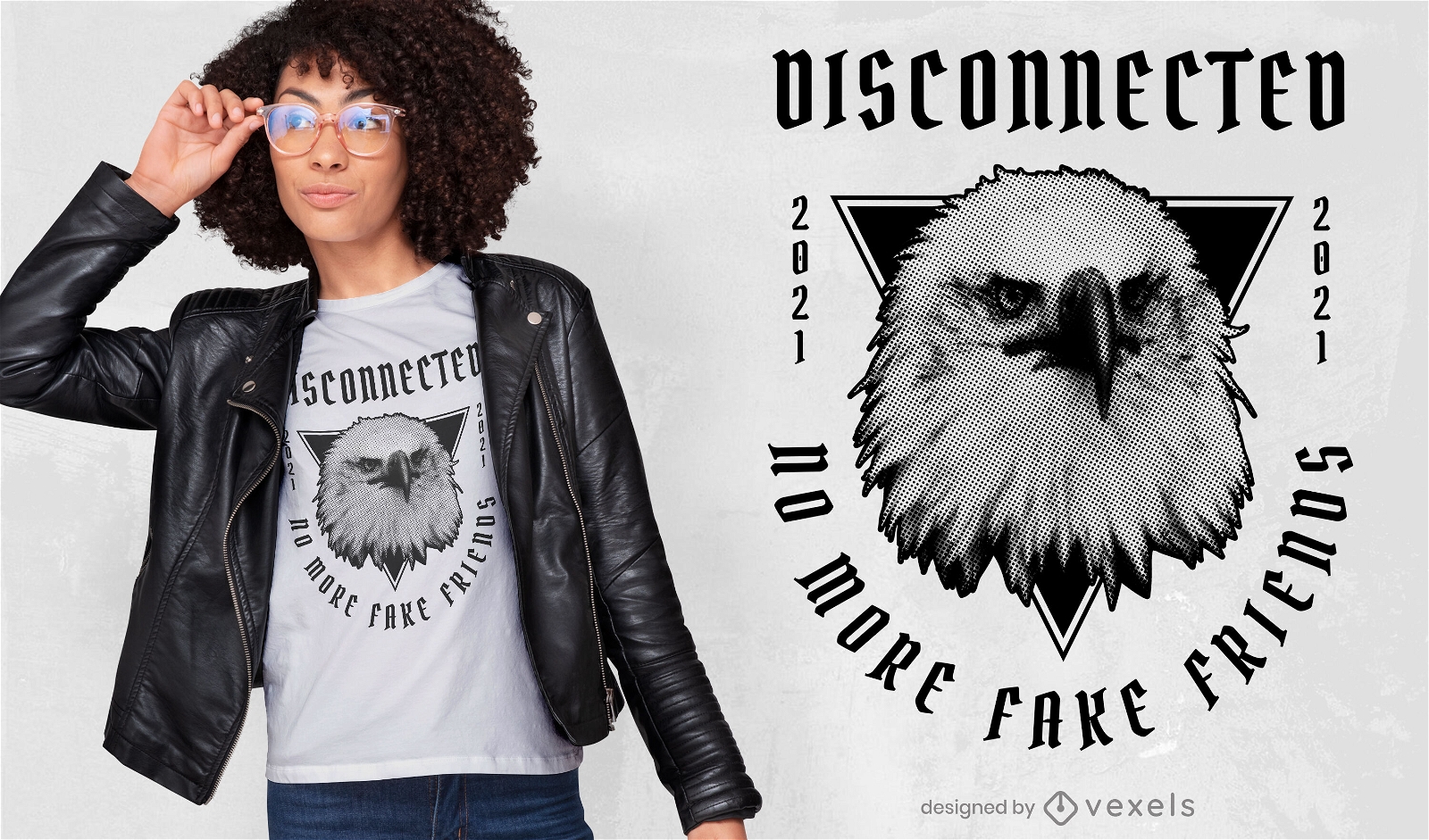 Angry eagle head photographic t-shirt psd