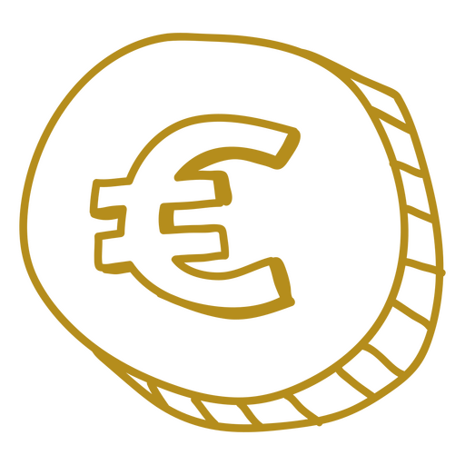monedas, garabato, euro Diseño PNG
