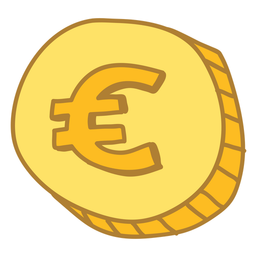 Coins doodle color euro PNG Design