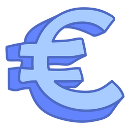 Moneda doodle color euro Diseño PNG