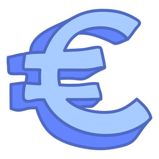 Moneda doodle color euro Diseño PNG