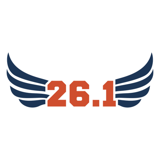Marathon mileage sign with wings PNG Design