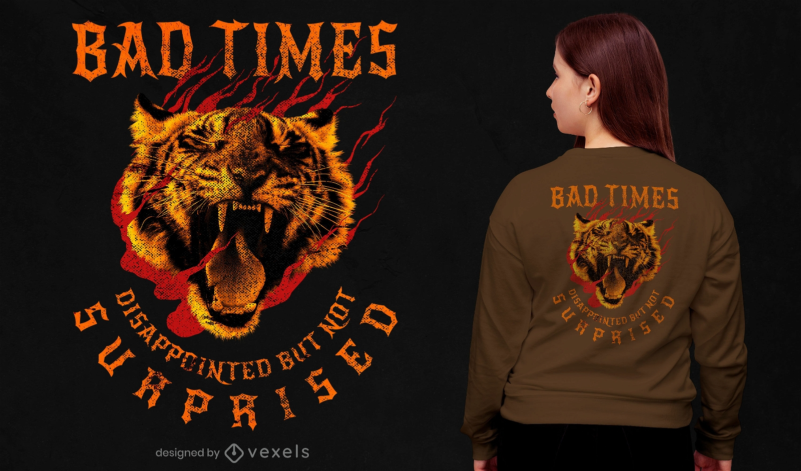 T-shirt do tigre animal selvagem rugindo psd
