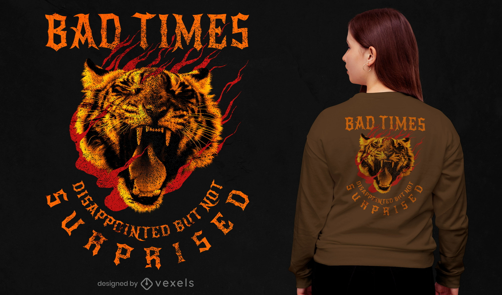 Tiger wild animal roaring t-shirt psd
