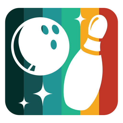 Bowling-Kugel und Pin-Retro-Symbol PNG-Design