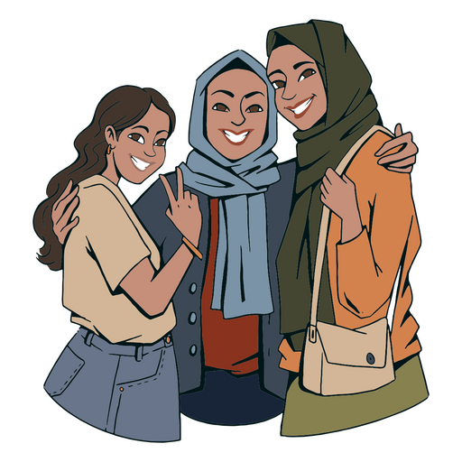 Girls cartoon hijab PNG Design