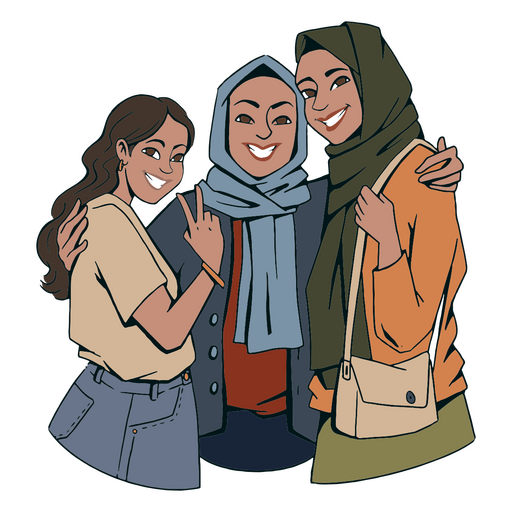 Mädchen-Cartoon-Hijab PNG-Design