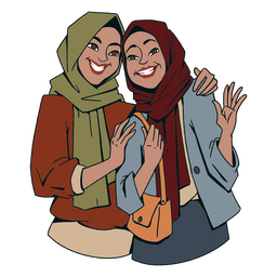 Hijab Girls Cartoon Friends PNG & SVG Design For T-Shirts