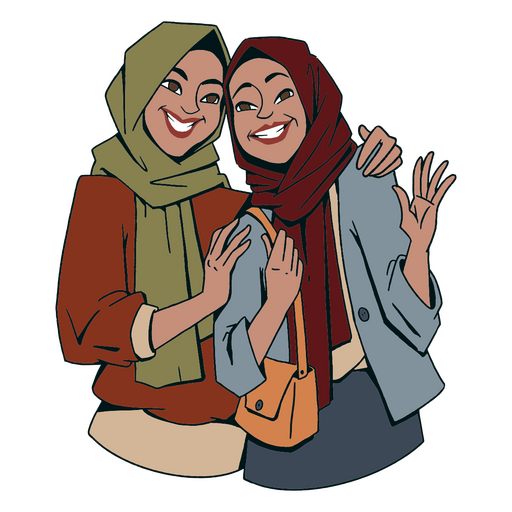 Hijab-Mädchen-Cartoon-Freunde PNG-Design