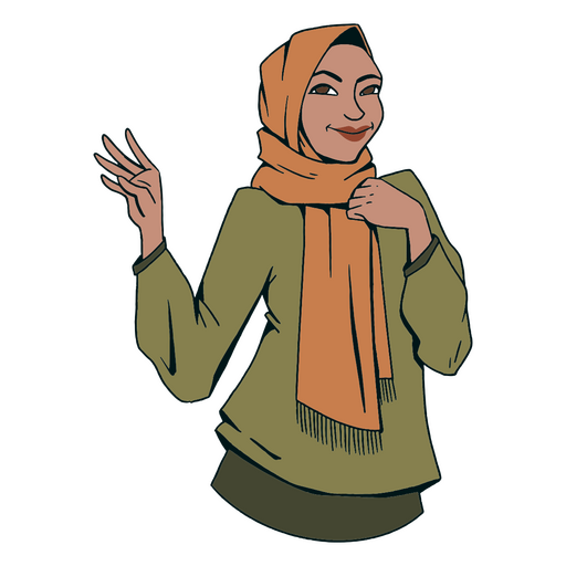 M?dchen-Cartoon-Hijab PNG-Design