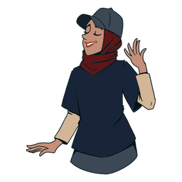 Girl cartoon hijab and hat PNG Design