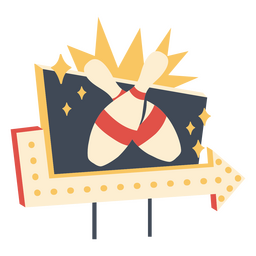 Señal plana retro de bolos Diseño PNG