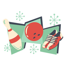Bowling-Retro-Flat-Ausrüstung PNG-Design