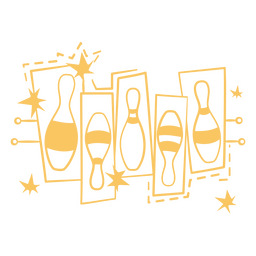 Pinos retrô de traçado cheio de boliche Desenho PNG