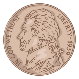 Ilustração de moeda cabeça de níquel eua Desenho PNG