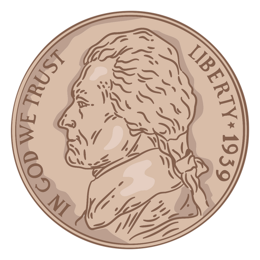 Coin illustration nickel head usa PNG Design