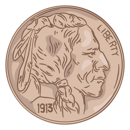 Ilustración de moneda cabeza de búfalo usa Diseño PNG