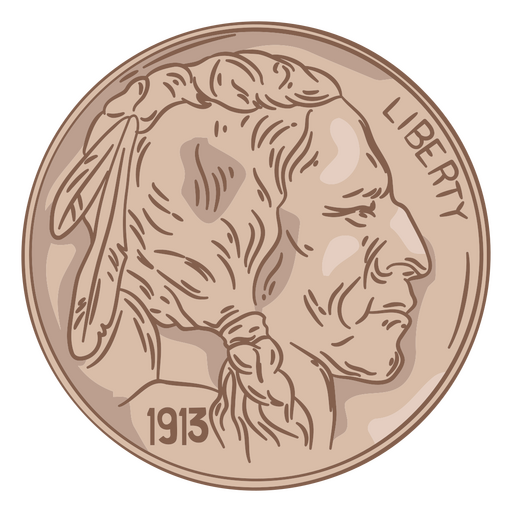 Ilustração de moeda cabeça de búfalo eua Desenho PNG