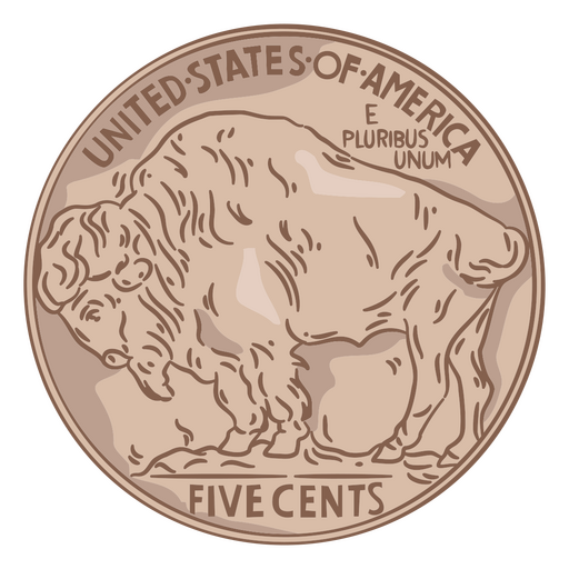 Coin illustration buffalo tail usa PNG Design