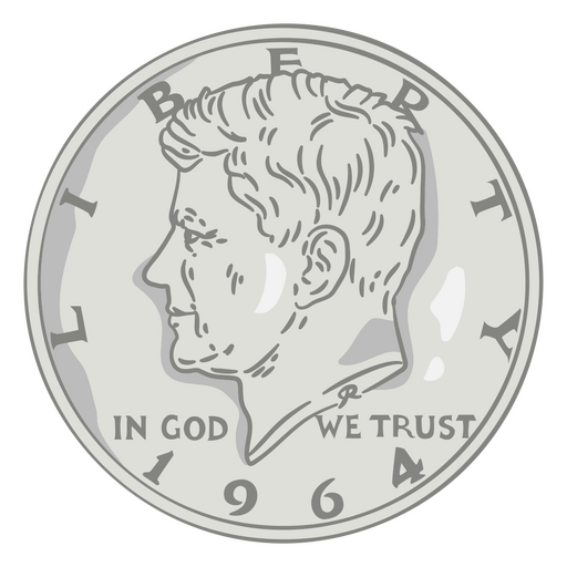 Coin illustration half dollar head usa PNG Design