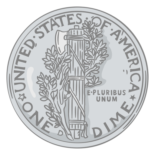 Coin illustration dime tail PNG Design