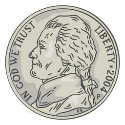Cabeça de níquel de ilustração de moeda Desenho PNG Transparent PNG