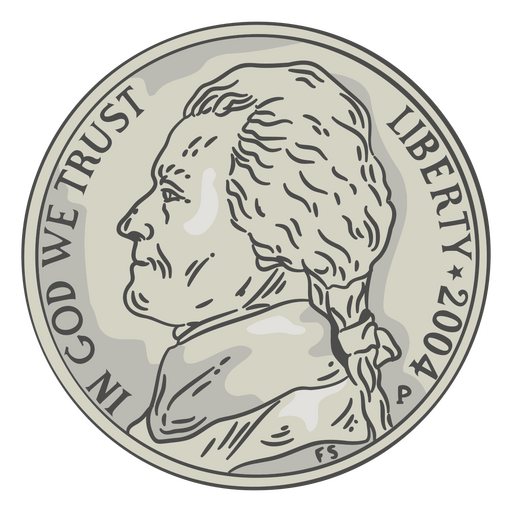 Coin illustration nickel head PNG Design