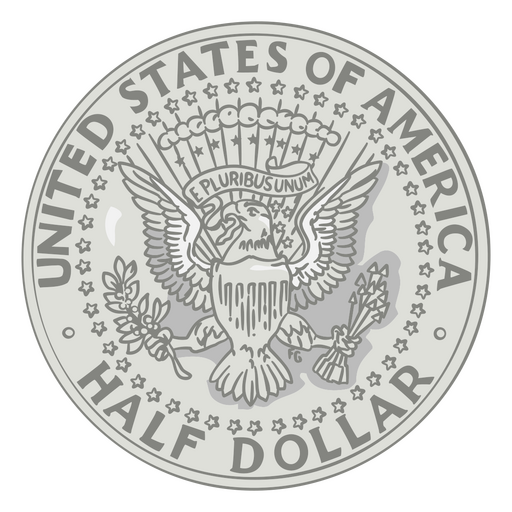 Half dollar illustration coin tail PNG Design