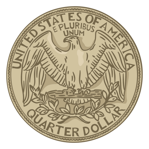 Quarter dollar illustration tail