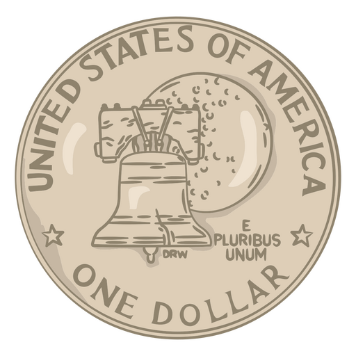 One dollar illustration coin PNG Design