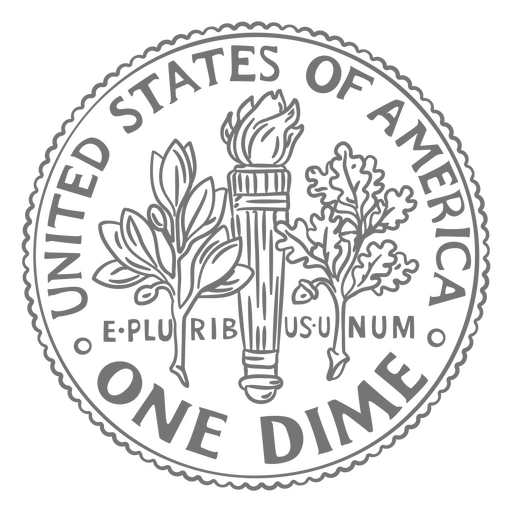 Coin stroke dime tail usa PNG Design