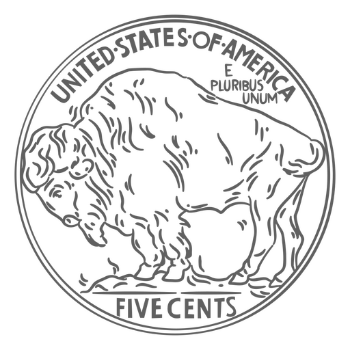 Coin stroke buffalo tail usa PNG Design