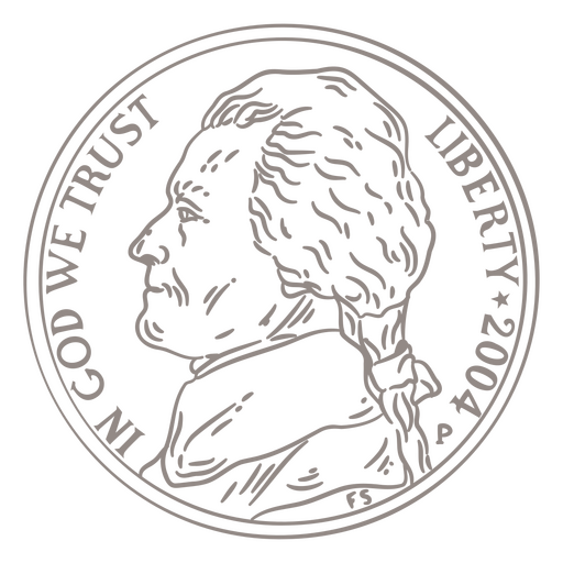 Us coin stroke nickel head PNG Design