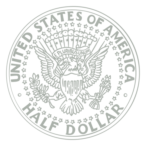 Cola de moneda de trazo de medio dólar Diseño PNG