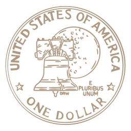 One dollar stroke coin tail PNG Design