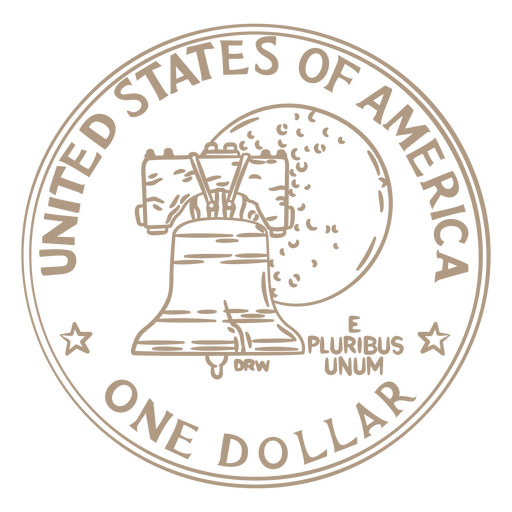 One dollar stroke coin tail PNG Design