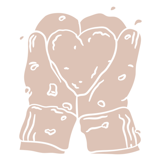 Heart shaped snowball held by mitten gloves PNG Design