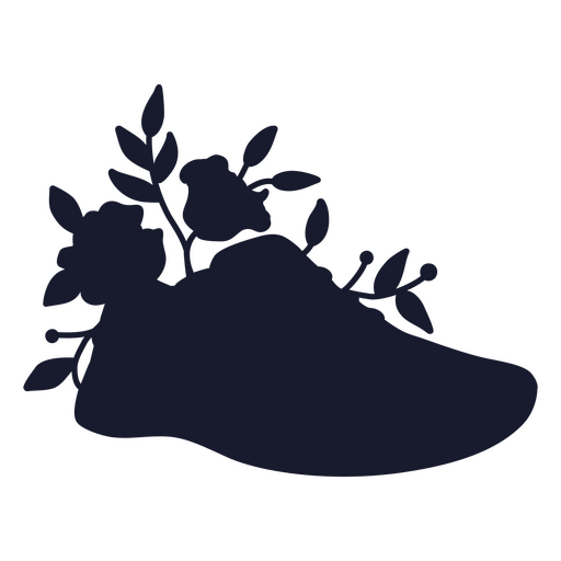 Running shoe flowers silhouette PNG Design