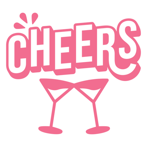 Cheers filled stroke cute quote PNG Design