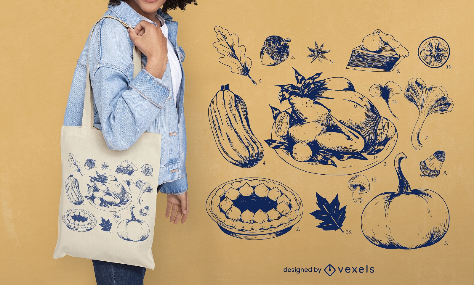 Thanksgiving traditional food tote bag
