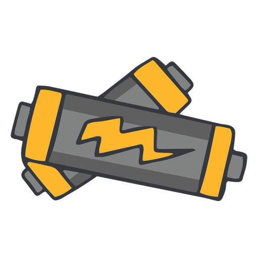 Two batteries with lightning streak PNG Design