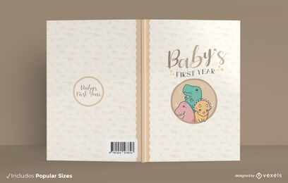 Diseño de portada de libro lindo dinosaurios bebé