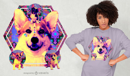 Corgi psychedelische Collage PSD T-Shirt Design
