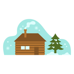 Cabin flat winter PNG Design