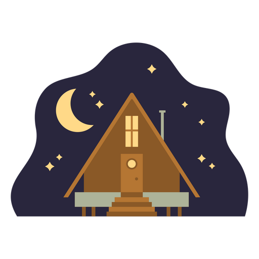 Cabin flat night PNG Design