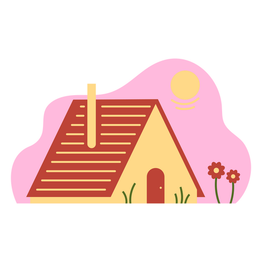 Cabaña flores planas Diseño PNG