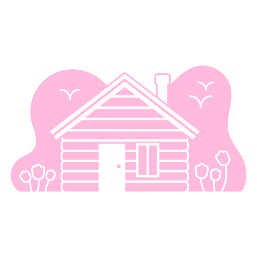 Cabin cut out pink PNG Design