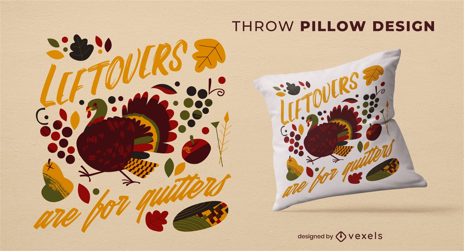 Thanksgiving turkey throw pillow design