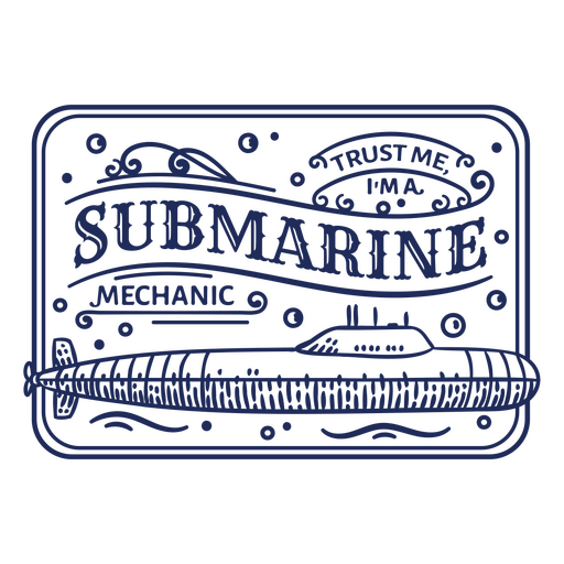 Distintivo de citação simples de mecânico submarino Desenho PNG