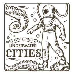 Explore scuba dive simple quote badge PNG Design